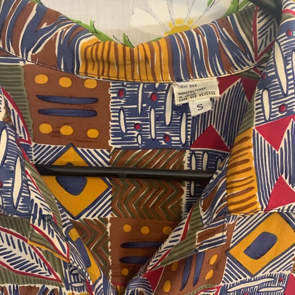 Vintage Silk African Patterned Shirt Dress - Picture 5 of 6